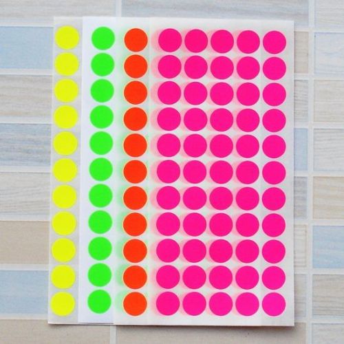 110 Neon Color Code Circle Sticky Labels 16 mm Dot Stickers, Tags Self Adhesive