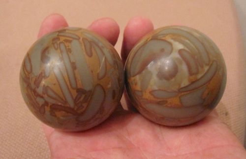 Pair antique hand carved solid tiger iron stone sphere meditation baoding balls for sale