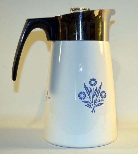 Vintage Cornflower Blue White 9 Cup Coffee Tea Pot Carafe Stove Top 9 Cups