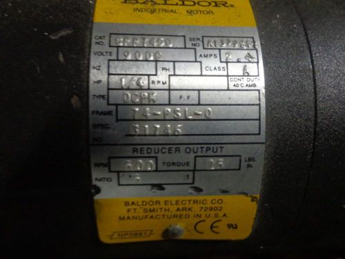BALDOR DC MOTOR GPP7450 90V  2.4 AMP  1/4 HP      USED