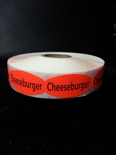 1.5&#034; x .75&#034; CHEESEBURGER LABELS 1000 ea/ ROLL 1M/RL free shipping STICKERS