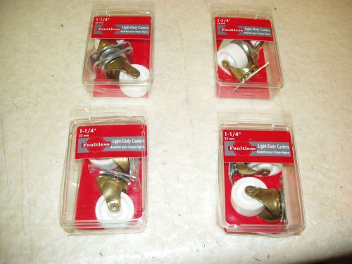 Faultless 1-1/4&#034; Light-duty Casters, Package Of Two, Part # 32253 lot of 4 pkgs