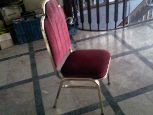 Ballroom Style Burgundy Stackable Chairs w Brass Frame Heavy Duty 496 Pieces