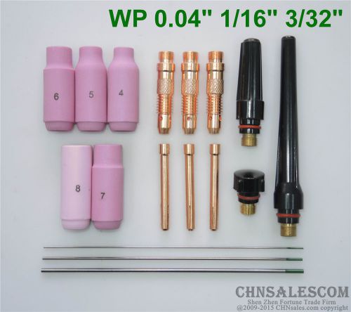 17 pcs tig welding torch kit  wp-17 wp-18 wp-26 pure tungsten 0.04&#034; 1/16&#034; 3/32&#034; for sale