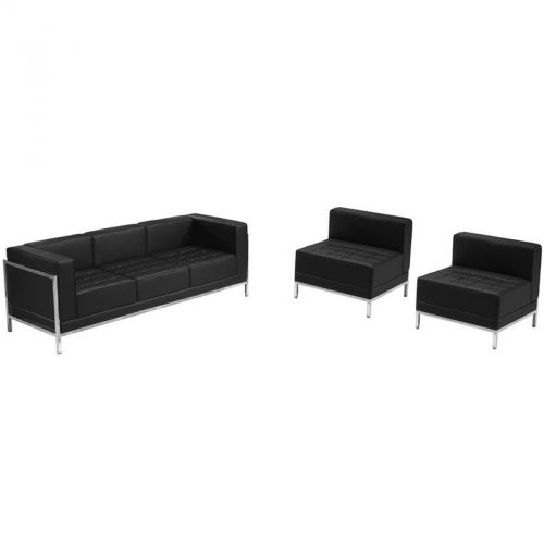Imagination Series Black Leather Sofa &amp; Chair