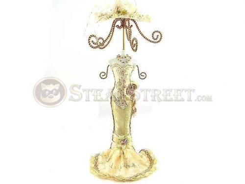 12.5 inch beige mini mannequin jewelry stand with floral detailing for sale