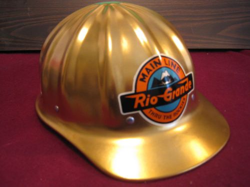 Super lite fibre metal helmet gold 1960&#039;s riogrande main line thru the rockiesrr for sale