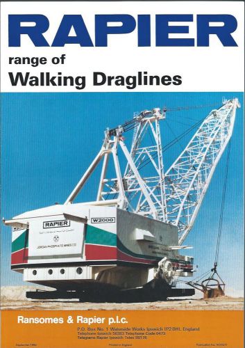 Equipment Brochure - Rapier - W700 et al Walking Dragline Mining - 1982 (E2121)