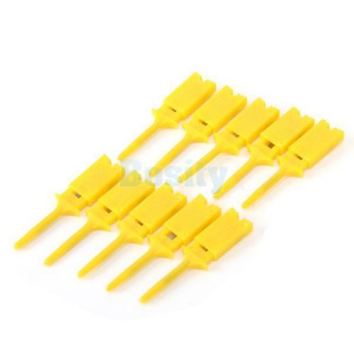 10pcs spring loaded grabber smd ic test hook probe clip for multimeter yellow 2&#034; for sale