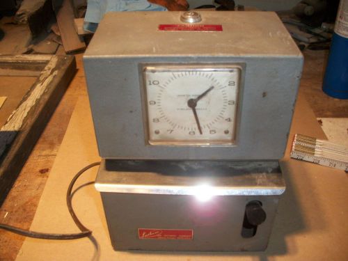 Vintage lathem time recorder punch clock with key for sale