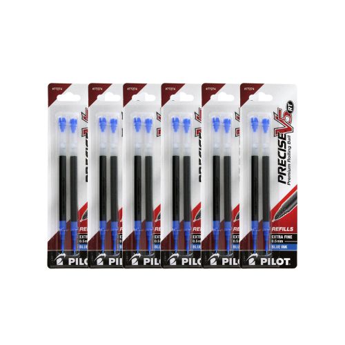 12 Pilot Precise V5 RT Rollerball Pen Refills, Extra Fine Point, Blue Ink