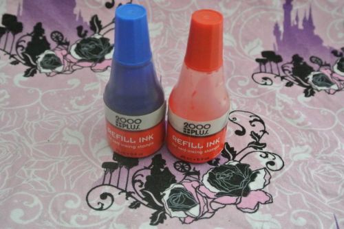 ACCU-STAMP 2000 PLUS DUAL TWO-COLOR RED / BLUE REFILL INK BOTTLES 0.9OZ USED
