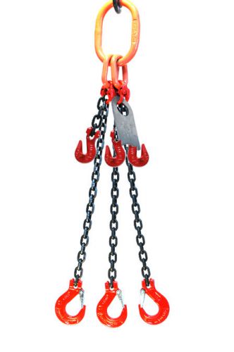 Chain sling - 3/8&#034; x 6&#039; triple leg with sling hooks and adjusters - grade 80 for sale