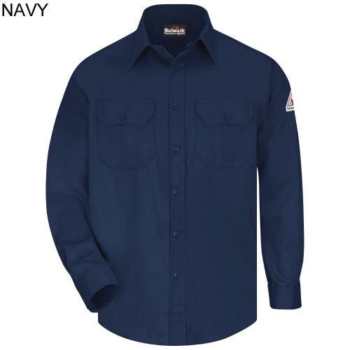 Bulwark slu8 fr 6oz summer weight long sleeve uniform shirt - grey khaki navy lb for sale