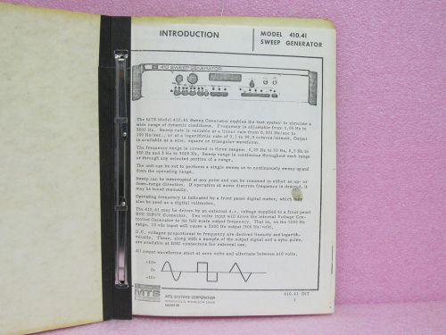 MTS Systems Manual 410.41 Sweep Generator Instruction Manual. Copy