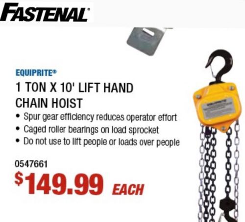 1 Ton X 10 Ft Hand Chain Hoist
