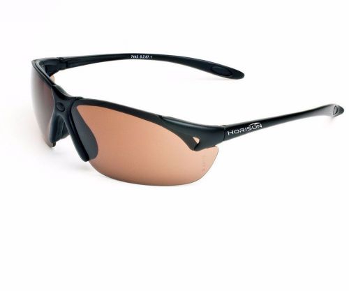 Horisun 7442 Anti-Fog Protective Safety Glasses - Black Frame UV400 Brown Lens