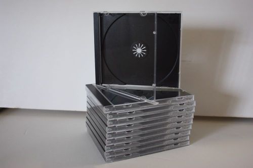 10 New CD / DVD Standard Jewel Case with Black Tray, Single, holds 1 disc (CDSB)