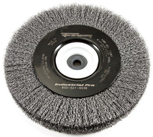 Forney 72897 Wire Bench Wheel Brush  Industrial Pro Crimped with 1/2-Inch Throug