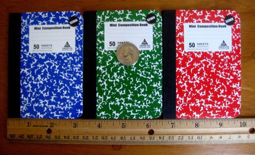 Mini Sewn Composition Notebook Set of 3 Little Books with 50 Pages Lined Paper
