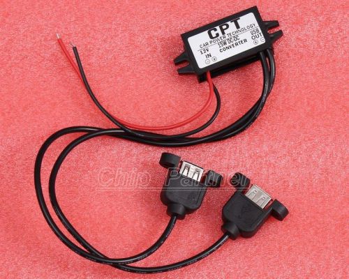 Dc-dc 12v to 5v power converter step-down module dual-usb with install hole for sale