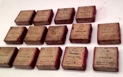 14 Die Set Little Giant WELLS BROTHERS COMPANY, Greenfield, Mass. Vtg In Boxes