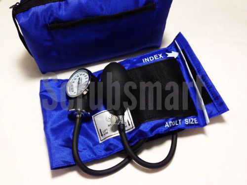 Emi deluxe aneroid sphygmomanometer blood pressure bp cuff set plus case - royal for sale