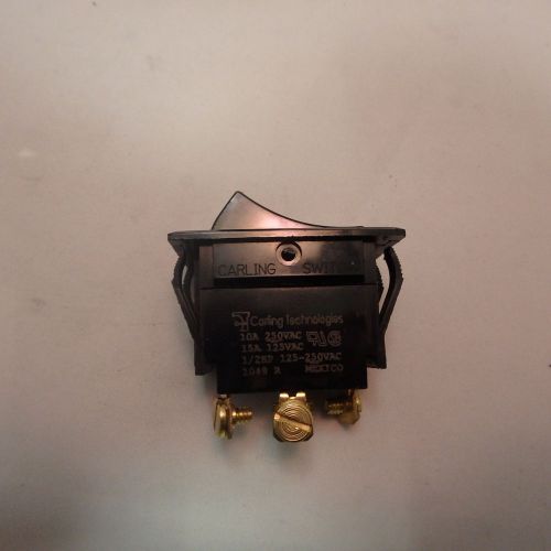 Black 2 Position 3 Tab, 10-15A, 125/250VAC, 1/2 HP Lighted Rocker Switch