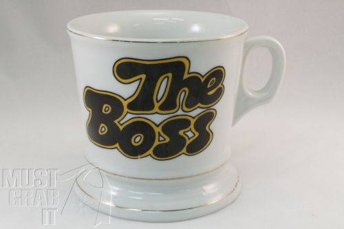 Vintage THE BOSS Footed Coffee Mug Tea Cup Shaving Barber Knobler Japan Rare