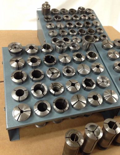 LOT of 95 5C HARDINGE COLLET SQUARE HEX ROUND &amp; OTHER SIZES W/ IRON STAND