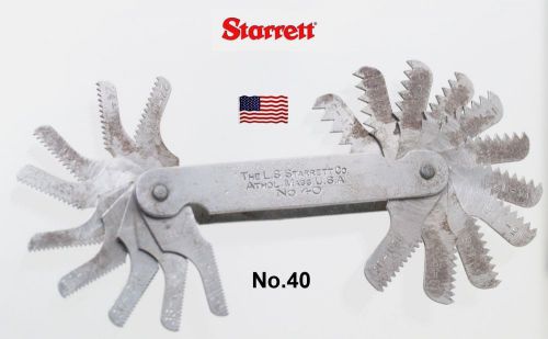 Starrett No. 40 Screw Pitch Gage, 22 Pitches 9-40 Range V Thread, Made in USA