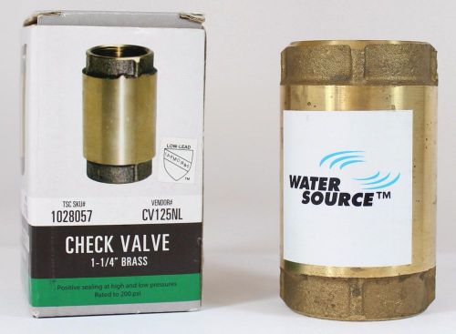 Water Source 1-1/4: Brass Check Valve New In Original Box