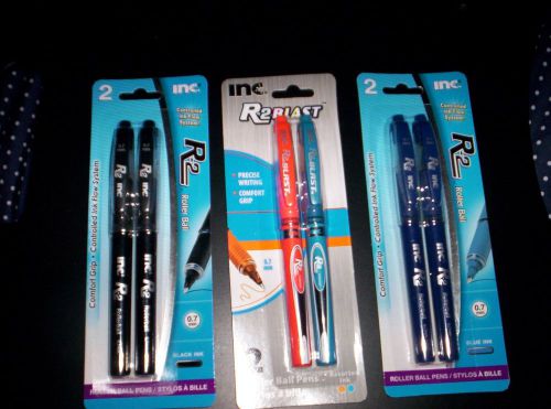 INC~ R2 Roller Ball Pens~ 0.7mm~COMFORT GRIP~ LOT OF 3 PACKS~ASST. COLORS