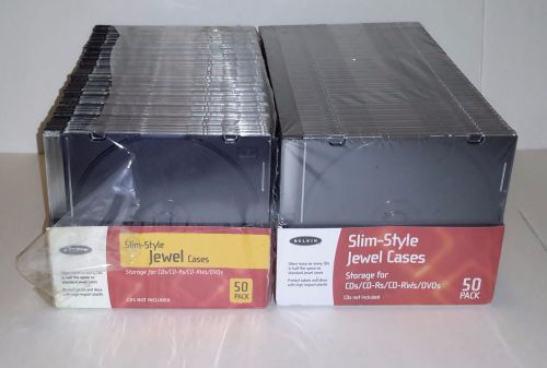 Belkin Slim Jewel Cases CDs CD-Rs CD-RWs DVDs (2) 50 Packs For 100 Total
