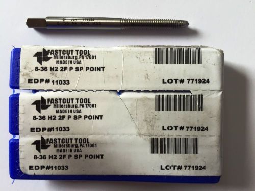Fast Cut Tool 8-36 H2 NF 2 Flute Spiral Point Tap HSS, Lot of 3 pieces