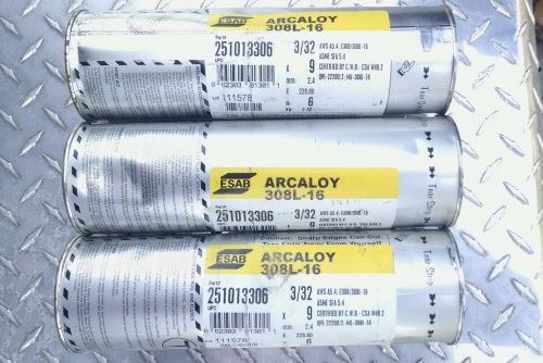 ESAB ARCALOY 308L-16 3/32  Welding Rods (3) 6lb cans. Stainless electrodes.