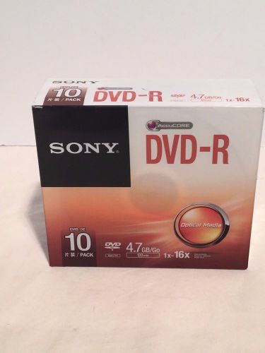 SONY DVD-R 4.7 GB RECORDABLE DVD DISK - 10 PACK