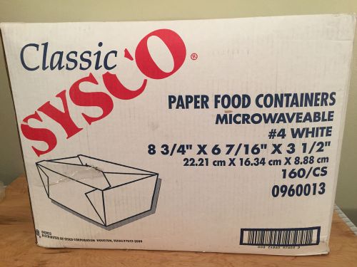 Classic Sysco Paper Food Products Microwavable #4 Carry take Out Boxes - 160 ea.