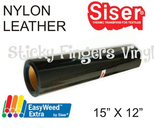*BLACK* SISER EasyWeed EXTRA Heat transfer vinyl NYLON LEATHER 15&#034; X 12&#034; Iron on