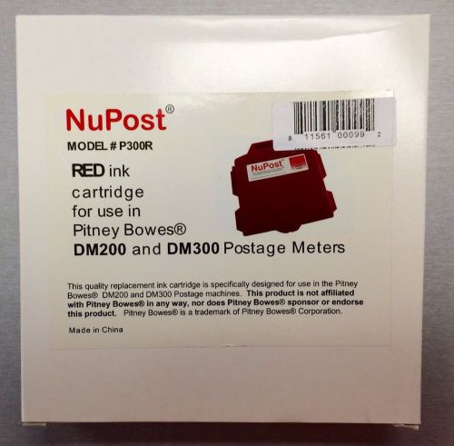 NEW NuPost P300R Red Ink Cartridge / For Pitney Bowes DM200 and DM300 Meters