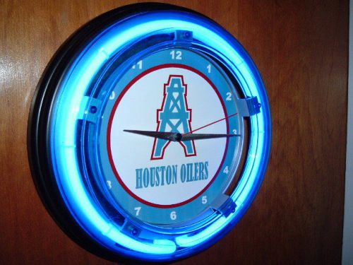 Houston Oilers Texans Football Throwback Neon Wall Clock Game Room Sign