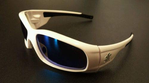 Crews Swagger White Frame Blue Mirror Lens Safety Glasses Sunglasses Z87 SR128B