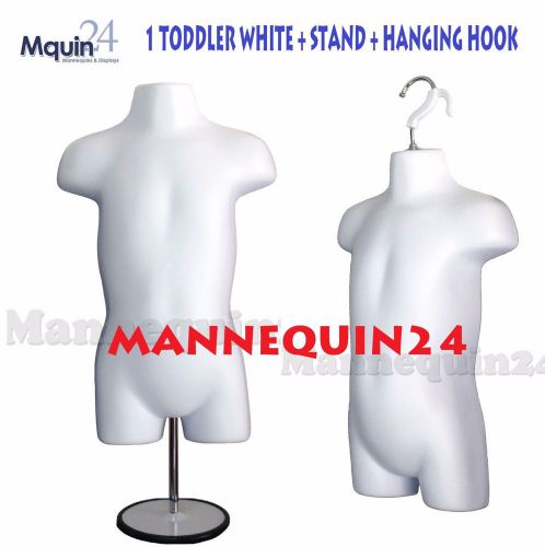1 WHITE TODDLER TORSO MANNEQUIN w/METAL BASE &amp; HANGING HOOK *BODY FORM*