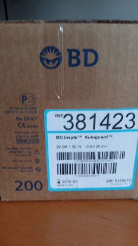 BD Insyte AutoGuard - 200 x 22 GA 1.00 Inch 0.9 x 25 mm - NEW &amp; SEALED 2018