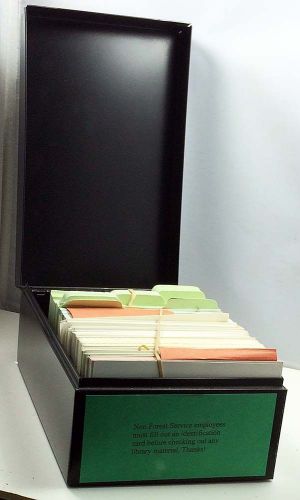 Library Supplies: INDEX CARD FILE BOX W/ HINGED LID FOR 3X5 CARDS - STEEL