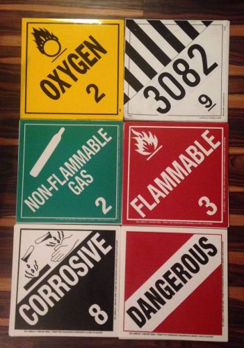 Lot of 51 - Hazmat Placards Non-Flammable Gas Corrosive Dangerous Flammable etc