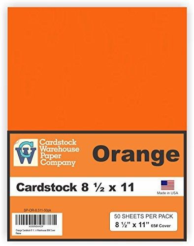 Orange Cardstock 8 1/2&#034; x 11&#034; - 50 Pack from Cardstock Warehouse 65# Cover