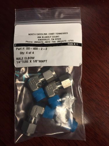 Swagelok ss-400-2-2, 1/4 tube x 1/8 npt elbow, lot of 4 for sale