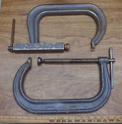 Old used tools,2 huge heavy duty wilton &#034;c&#034; clamps,410-10&#034; cap. &amp; 4408 w/8&#034; cap. for sale