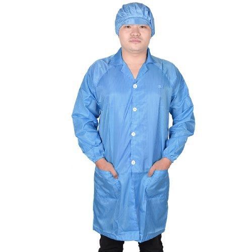 Amico men women blue point collar anti static clean room esd overall gown w cap for sale